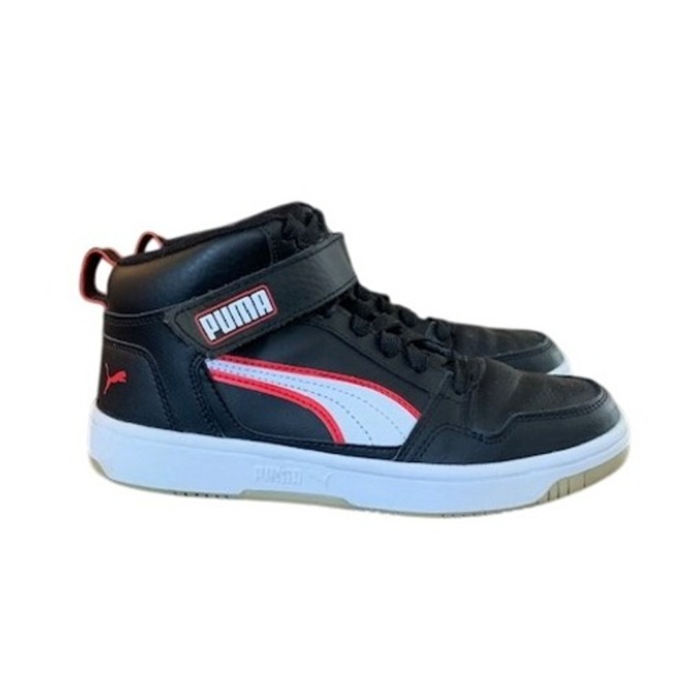 Puma Rebound LayUp High Top Sneakers Black Red‎ White Hook and Loop Size Kids 6C